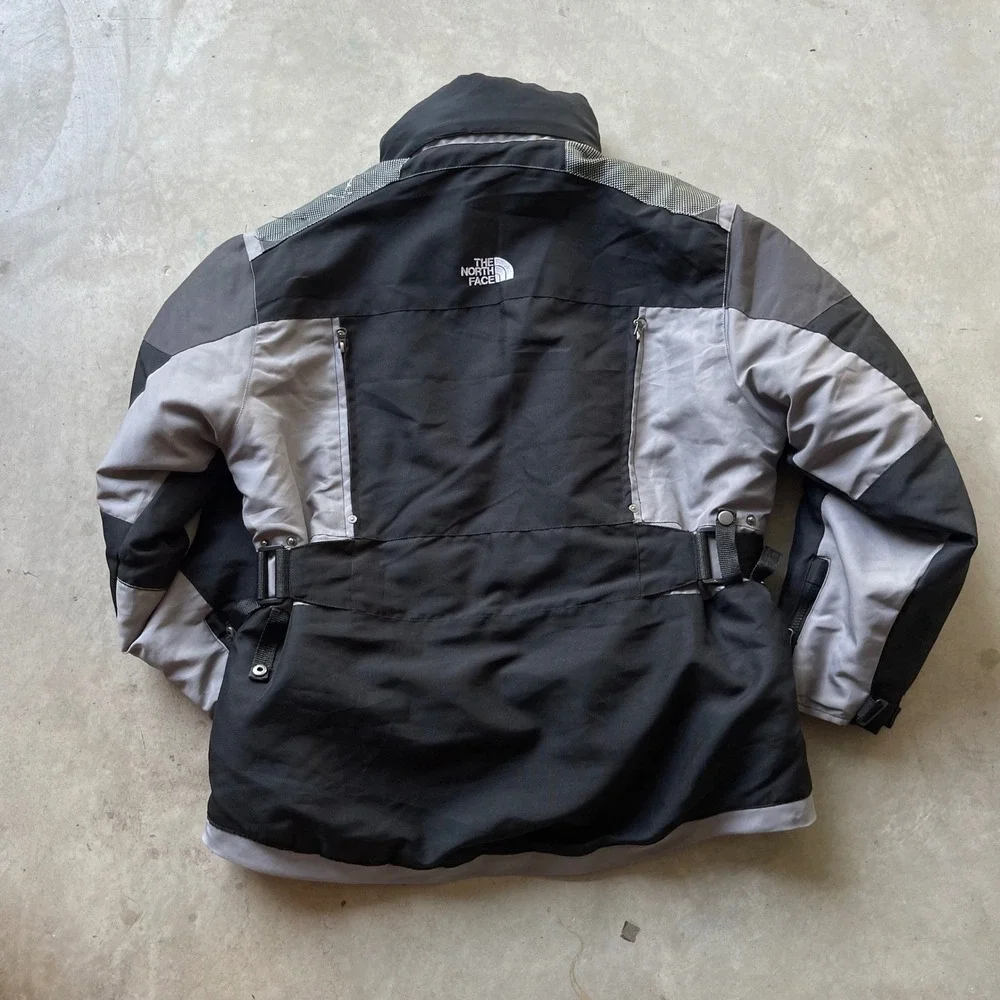 The North Face Steep Tech Mens XL Black Grey Ski Jacket Belted Utility Coat